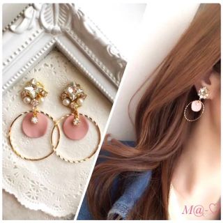 ビジュー×キラキラリング&マットカラー♡ピアス♡イヤリングに変更出来ます！(ピアス)