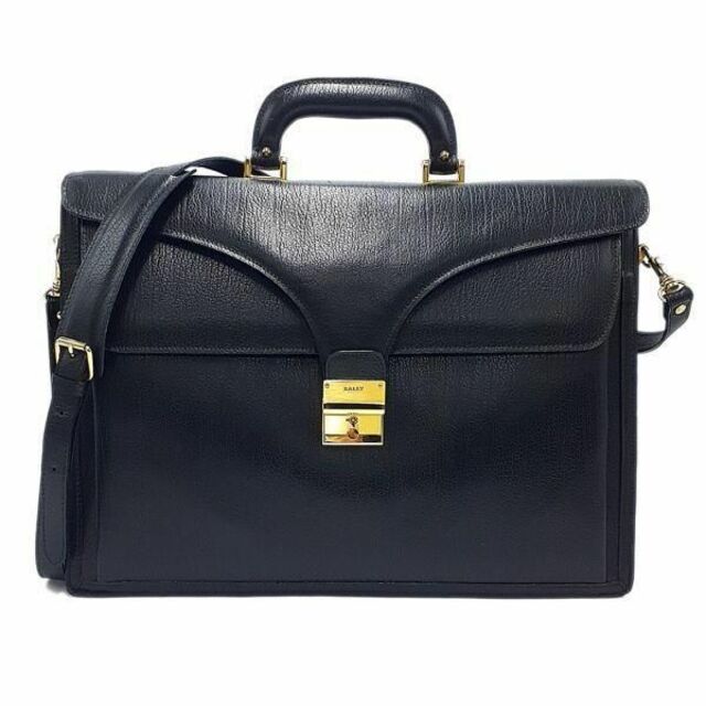 美品 バリー BALLY ビジネスバッグ ショルダー 鞄 2WAY レザー 黒系