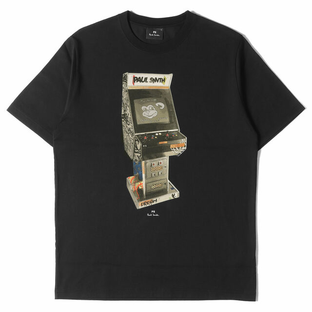 Paul Smith ポールスミス Tシャツ サイズ:L Arcade Game グラフィック プリント 212557 011R アーケードゲーム クルーネック PS ブラック 黒 トップス カットソー 半袖 【メンズ】【美品】Tシャツ/カットソー(半袖/袖なし)