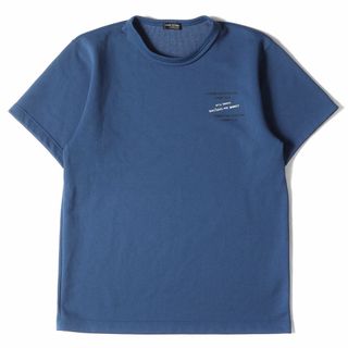 コムデギャルソン(COMME des GARCONS)のCOMME des GARCONS コムデギャルソン Tシャツ リフレクター期 ワンポイント 3連 ロゴ ポリ コットン ジャージ 96SS アーカイブ 名作 HOMME PLUS オム プリュス ブルー 日本製 ブランド【メンズ】【中古】(Tシャツ/カットソー(半袖/袖なし))