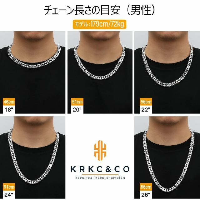 KRKC&CO 喜平ネックレス＆ブレスレット 幅12mm メンズ チェーン 6面