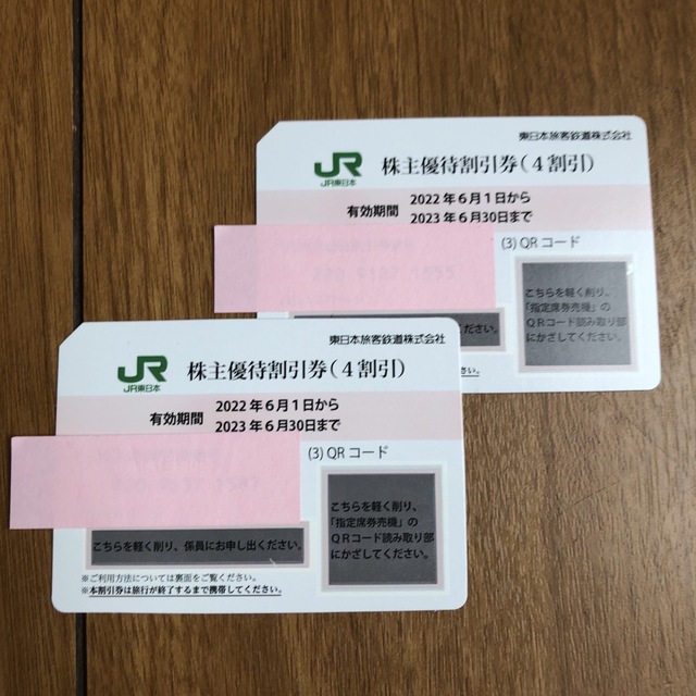 JR東日本株主優待割引券　2枚