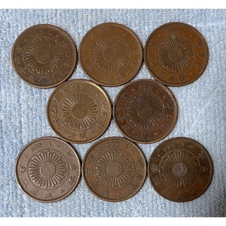 C198+C157 半銭銅貨　合計22枚　稲1銭青銅貨8年分揃い 全8枚(貨幣)