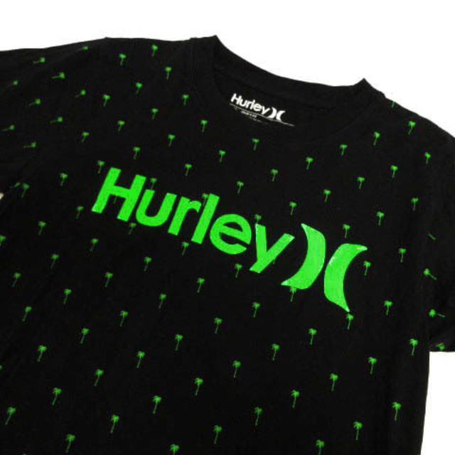 Hurley(ハーレー)のハーレー Hurley Ｔシャツ 丸首 半袖 ロゴプリント ヤシの木 黒 緑 S レディースのトップス(Tシャツ(半袖/袖なし))の商品写真