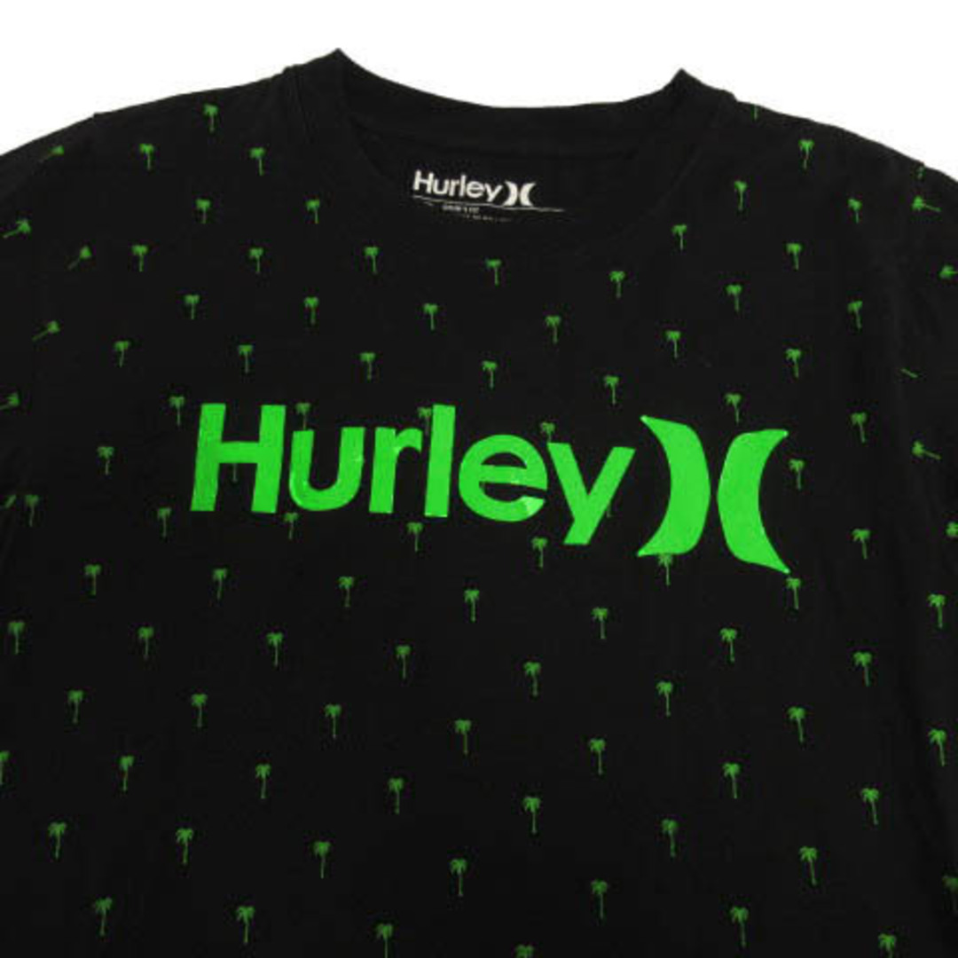 Hurley(ハーレー)のハーレー Hurley Ｔシャツ 丸首 半袖 ロゴプリント ヤシの木 黒 緑 S レディースのトップス(Tシャツ(半袖/袖なし))の商品写真