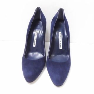 マノロブラニク(MANOLO BLAHNIK)のMANOLO BLAHNIK マノロブラニク チャンキーヒールパンプス 1点 ネイビー 361/2 23.5cm相当 レディース AO895C (ハイヒール/パンプス)