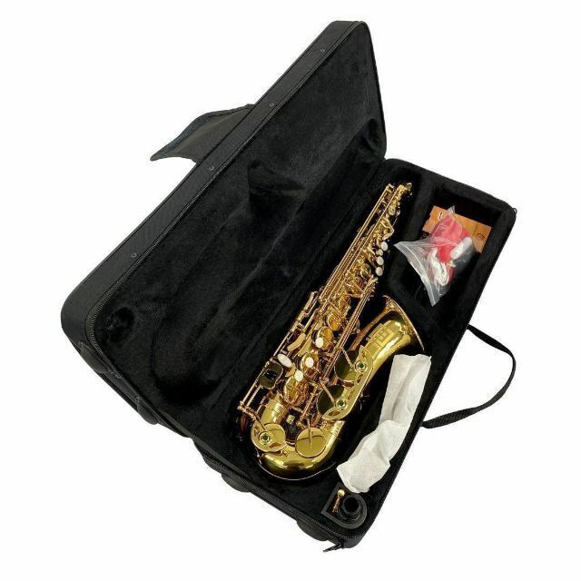 アルトサックス初心者セット E Saxophone ゴールドラッカー ケース付き 2