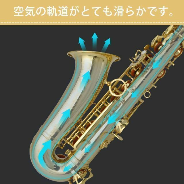 アルトサックス初心者セット E Saxophone ゴールドラッカー ケース付き 7