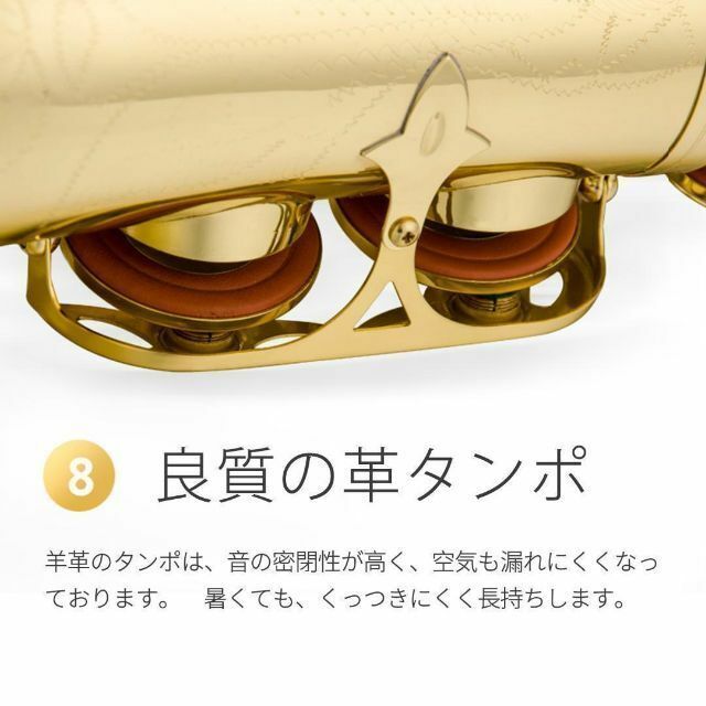 アルトサックス初心者セット E Saxophone ゴールドラッカー ケース付き 8