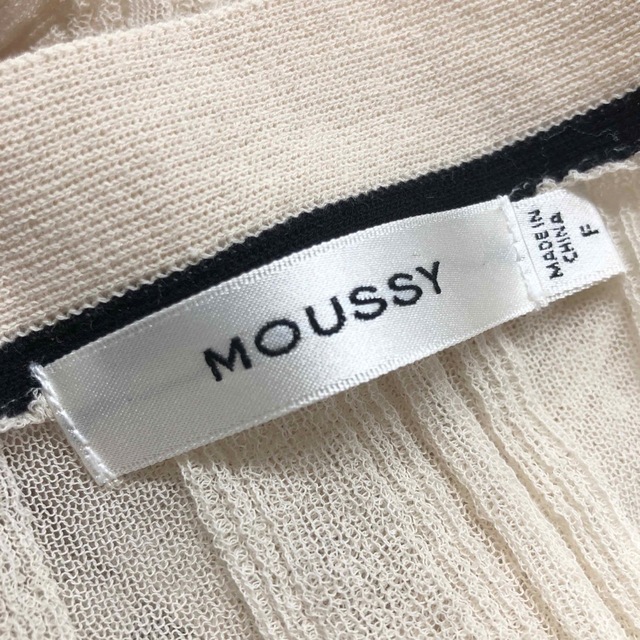 moussy(マウジー)のMOUSSY SHEER KNIT SHORT カーディガン Fサイズ シアー レディースのトップス(カーディガン)の商品写真