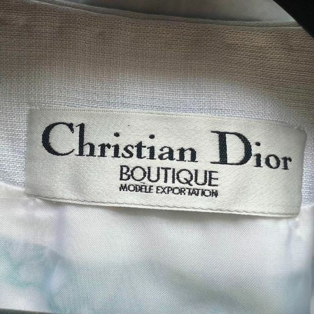 Christian Dior(クリスチャンディオール)の【良品】Christian Dior ミドルジャケット ホワイト ステッチ レディースのジャケット/アウター(テーラードジャケット)の商品写真