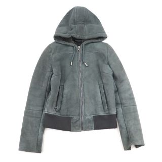 ドルチェアンドガッバーナ(DOLCE&GABBANA)のドルチェ&ガッバーナ ジップアップムートン ジャケット レディース グレー 40 レザー ブルゾン フード付き DOLCE&GABBANA(ムートンコート)