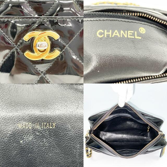 汚れシワベタ付きコーナーCHANEL マトラッセ ココマーク ターンロック チェーン ヴィンテージ ショルダーバッグ エナメル