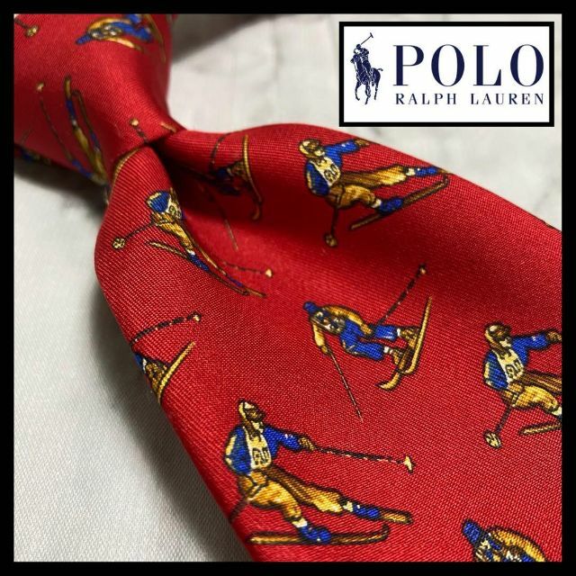 POLO RALPH LAUREN ラルフローレン ネクタイ 赤 人物 総柄 紺ブレ シルク 古着系の通販 by Nancyアパレル｜ポロ ラルフローレンならラクマ