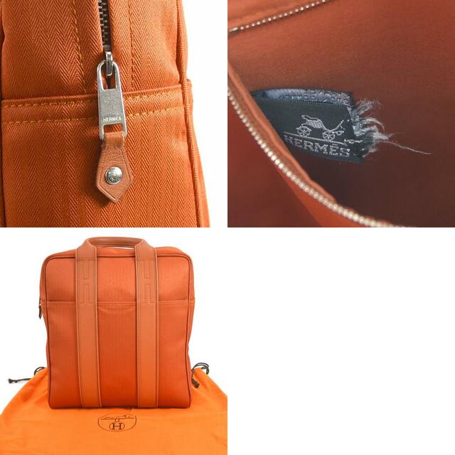 HERMES エルメス  アカプルコ サックアド リュック・デイパック  トワルシェブロン レザー  オレンジ系 シルバー金具  バックパック 【本物保証】