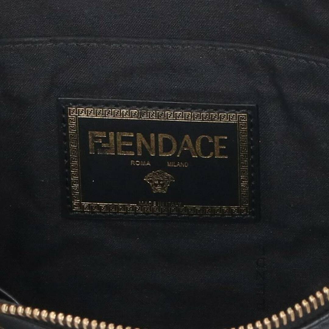 フェンディ ×ヴェルサーチェ Versace  22SS  7VA491AJJ2F15HM ダブルネームロゴレザークラッチバッグ  メンズ