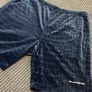 シュプリーム(Supreme)のSupreme CROC クロコダイル　XL ベロア ショーツ　ネイビー(ショートパンツ)