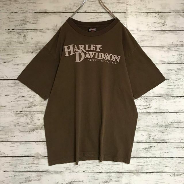 Harley Davidson(ハーレーダビッドソン)の【USA製】ハーレーダビッドソン　背面ビッグプリントTシャツ　ブラウンF488 メンズのトップス(Tシャツ/カットソー(半袖/袖なし))の商品写真