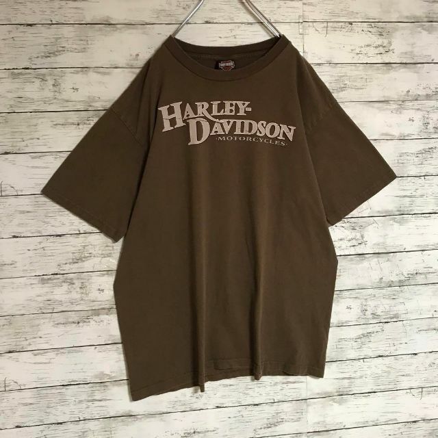 Harley Davidson(ハーレーダビッドソン)の【USA製】ハーレーダビッドソン　背面ビッグプリントTシャツ　ブラウンF488 メンズのトップス(Tシャツ/カットソー(半袖/袖なし))の商品写真