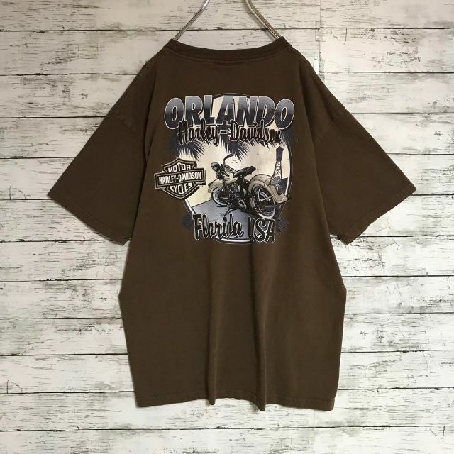 Harley Davidson(ハーレーダビッドソン)の【USA製】ハーレーダビッドソン　背面ビッグプリントTシャツ　ブラウンF488 メンズのトップス(Tシャツ/カットソー(半袖/袖なし))の商品写真