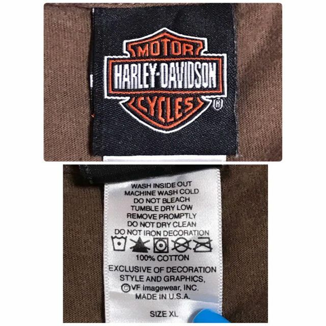 Harley Davidson(ハーレーダビッドソン)の【USA製】ハーレーダビッドソン　背面ビッグプリントTシャツ　ブラウンF488 メンズのトップス(Tシャツ/カットソー(半袖/袖なし))の商品写真