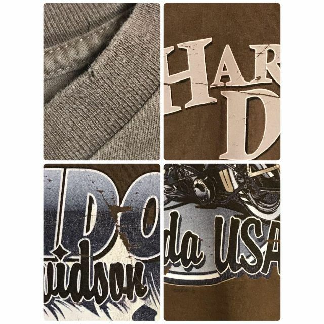 Harley Davidson(ハーレーダビッドソン)の【USA製】ハーレーダビッドソン　背面ビッグプリントTシャツ　ブラウンF488 メンズのトップス(Tシャツ/カットソー(半袖/袖なし))の商品写真