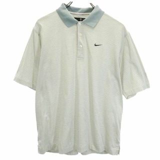 ナイキ タイガーウッズ コラボ ポロシャツ ボーダー柄 ゴルフウェア S グリーン系 NIKE TIGERWOODS  メンズ   【230608】 メール便可