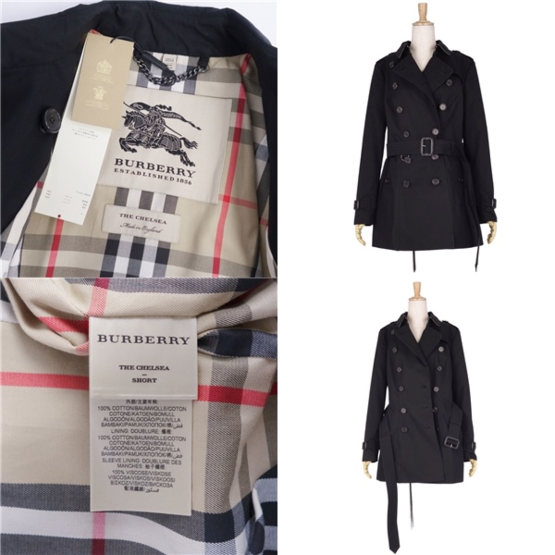 BURBERRY(バーバリー)の未使用 バーバリー BURBERRY コート 英国製 THE CHELSEA チェルシー トレンチコート 裏チェック コットン100％ アウター レディース ITA44 UK12 USA10(XL相当) ブラック レディースのジャケット/アウター(トレンチコート)の商品写真