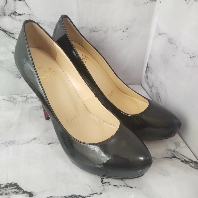 【美品】＊ChristianLouboutin＊エナメルパンプス＊24cm＊黒＊