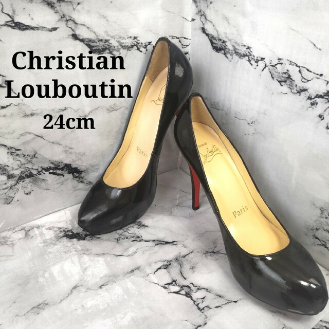 Christian Louboutin(クリスチャンルブタン)の【美品】＊ChristianLouboutin＊エナメルパンプス＊24cm＊黒＊ レディースの靴/シューズ(ハイヒール/パンプス)の商品写真