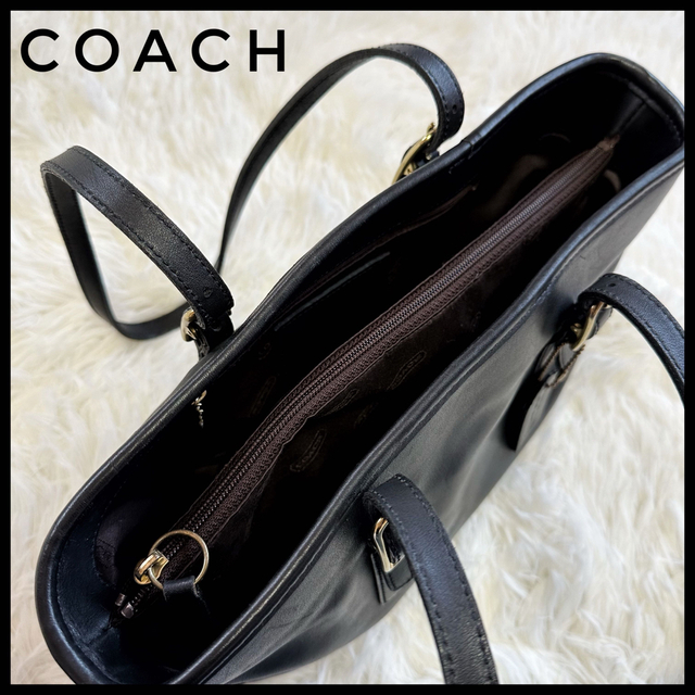 【美品！】COACH レザーミニトートバッグ　ショルダーバッグ　ブラック　レザー 3