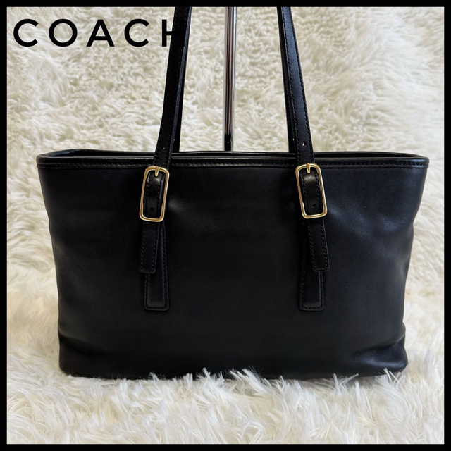 【美品！】COACH レザーミニトートバッグ　ショルダーバッグ　ブラック　レザー