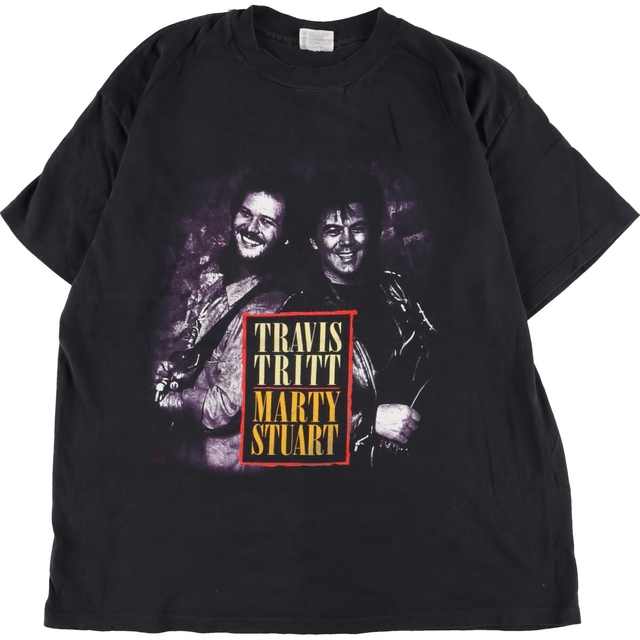 90年代 ヘインズ Hanes TRAVIS TRITT トラヴィストラット & MARTY STUART マーティスチュアート バンドTシャツ バンT USA製 メンズXL ヴィンテージ /eaa341903USA製年代