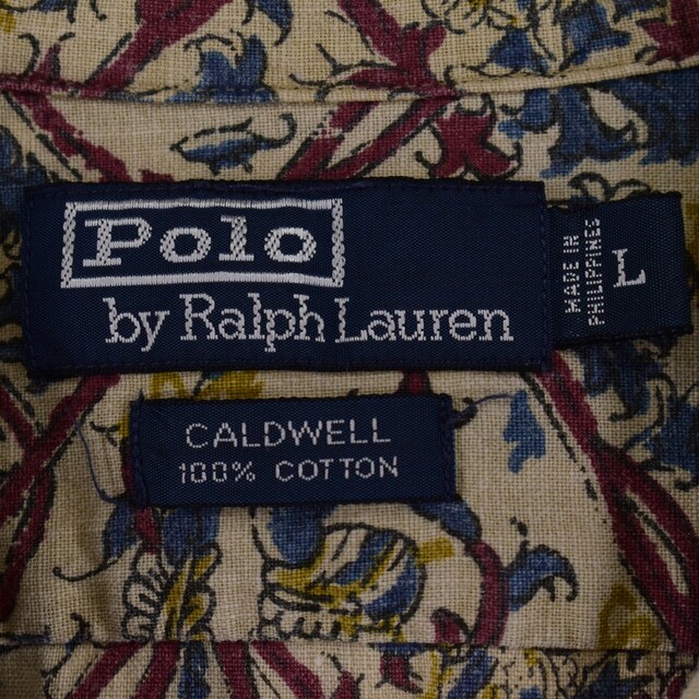 Ralph Lauren(ラルフローレン)の古着 90年代 ラルフローレン Ralph Lauren POLO by Ralph Lauren CALDWELL 総柄 半袖 オープンカラー コットンシャツ メンズXL ヴィンテージ /eaa342469 メンズのトップス(シャツ)の商品写真