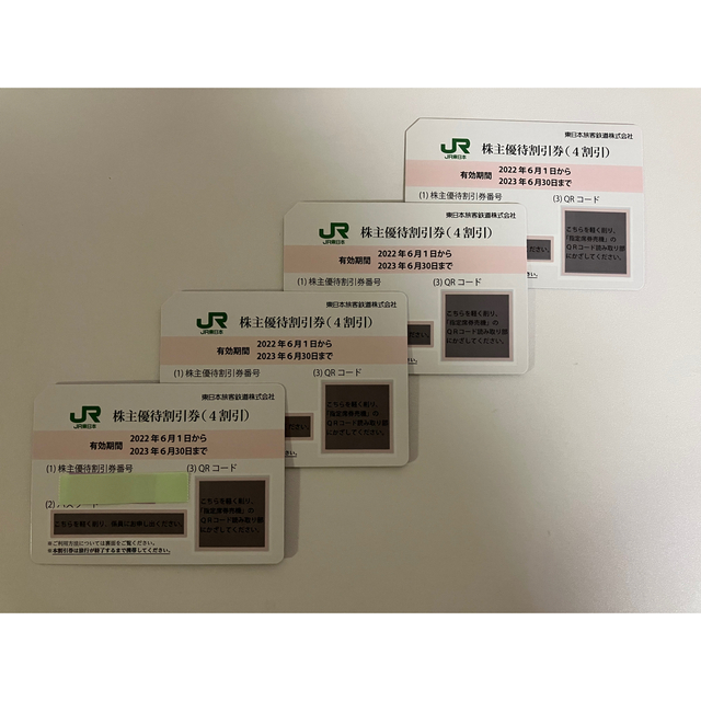 JR(ジェイアール)のJR東日本  株主優待割引券 ×4枚 チケットの優待券/割引券(その他)の商品写真