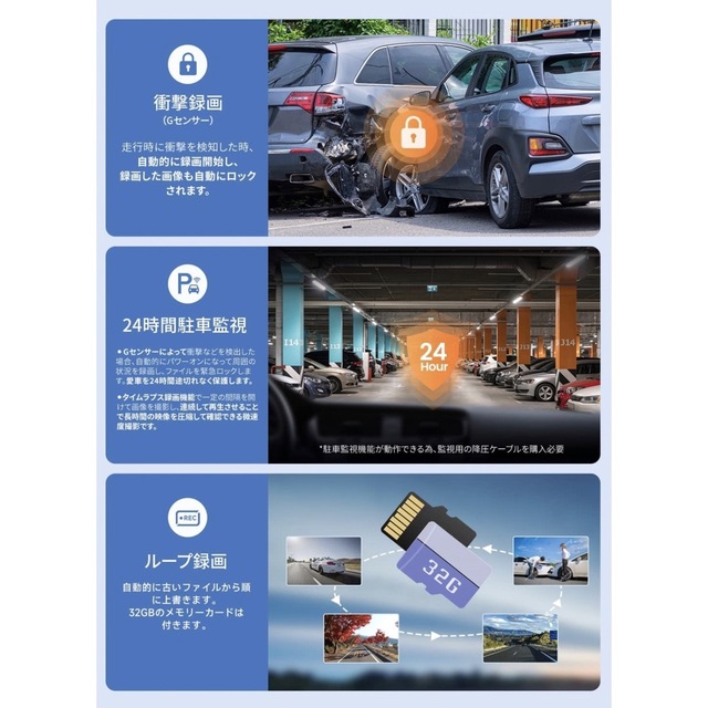 ドライブレコーダー ミラー型【前4K後2.5K】2160P解像度 12インチの