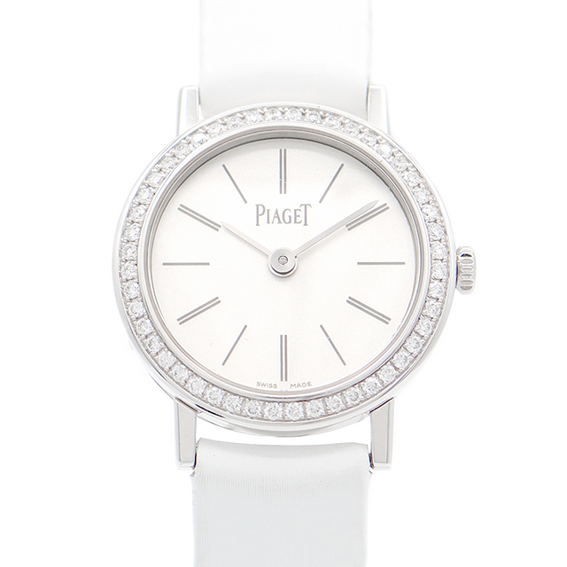 PIAGET(ピアジェ)の電池交換済 PIAGET ピアジェ アルティプラノ P10246 純正ダイヤモンドベゼル シルバー K18WG 金無垢 ホワイトゴールド 純正ベルト 純正尾錠 レディース クォーツ 【6ヶ月保証】【腕時計】【中古】 レディースのファッション小物(腕時計)の商品写真