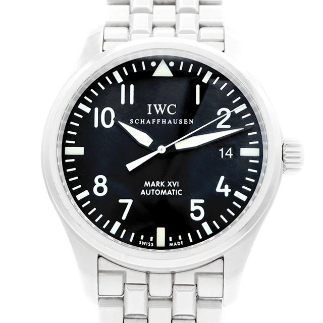 内部点検済 IWC インターナショナルウォッチカンパニー パイロットウォッチ マークXVI IW325504 デイト 黒 ブラック SS ステンレス メンズ 自動巻き マーク16【6ヶ月保証】【腕時計】