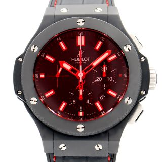 ウブロ(HUBLOT)のHUBLOT ウブロ ビッグバン レッドマジック 44mm クロノグラフ 301.CI.1123.GR デイト 黒 ブラック Ti チタン セラミック 純正ベルト 純正尾錠 メンズ 自動巻き【6ヶ月保証】【腕時計】【中古】(腕時計(アナログ))