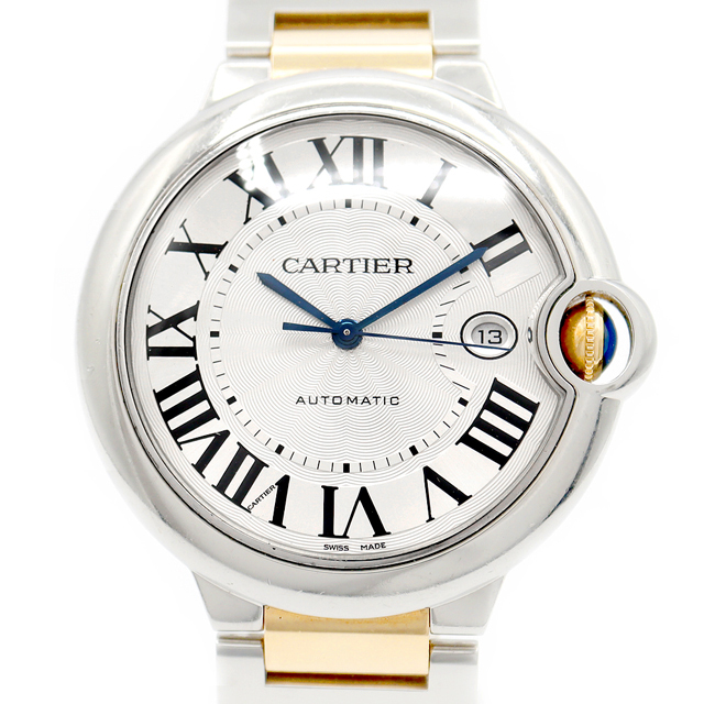 Cartier(カルティエ)のCartier カルティエ バロンブルー LM W69009Z3 デイト シルバー ギョーシェ K18YG イエローゴールド SS ステンレス コンビ メンズ 自動巻き【6ヶ月保証】【腕時計】【中古】 メンズの時計(腕時計(アナログ))の商品写真