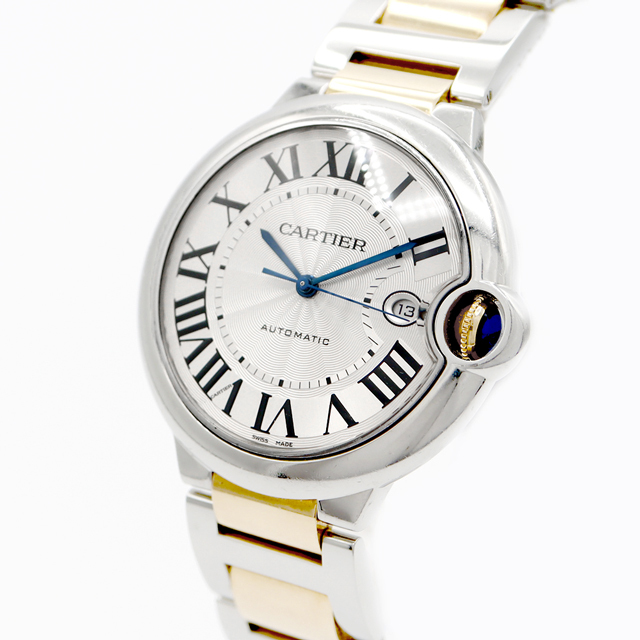 Cartier(カルティエ)のCartier カルティエ バロンブルー LM W69009Z3 デイト シルバー ギョーシェ K18YG イエローゴールド SS ステンレス コンビ メンズ 自動巻き【6ヶ月保証】【腕時計】【中古】 メンズの時計(腕時計(アナログ))の商品写真