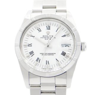 ロレックス(ROLEX)の内部点検済 ROLEX ロレックス オイスターパーペチュアル デイト 15010 R番 ローマ文字 白 ホワイト SS ステンレス メンズ 自動巻き 【腕時計】【中古】【自社保証6ヶ月】(腕時計(アナログ))