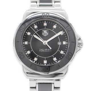 タグホイヤー(TAG Heuer)の電池交換済 TAG Heuer タグホイヤー フォーミュラ1 WAH1314 BA0867 デイト 純正ダイヤモンド 12Pダイヤ 黒 ブラック セラミック SS ステンレス レディース クォーツ フォーミュラワン【6ヶ月保証】【腕時計】【中古】(腕時計(アナログ))