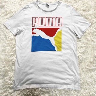 プーマ(PUMA)の【大きい】PUMA Tシャツ　ホワイト　マルチカラー　センターロゴ　USA XL(Tシャツ/カットソー(半袖/袖なし))