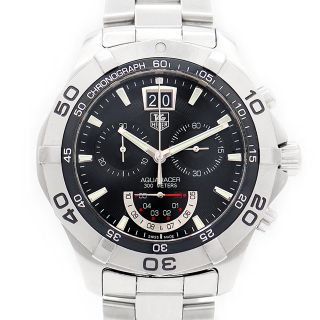 タグホイヤー(TAG Heuer)の電池交換済 TAG Heuer タグホイヤー アクアレーサー クロノグラフ CAF101A BA0821 ビッグデイト 300m防水 黒 ブラック SS ステンレス メンズ クォーツ【6ヶ月保証】【腕時計】【中古】(腕時計(アナログ))