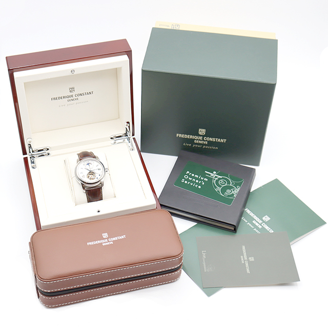 内部点検済 FREDERIQUE CONSTANT フレデリックコンスタント マニュファクチュール ハートビート FC935X4H6 FC-935MC4H6 ムーンフェイズ シルバー SS ステンレス 純正ベルト 純正尾錠 メンズ 自動巻き【6ヶ月保証】【腕時計】