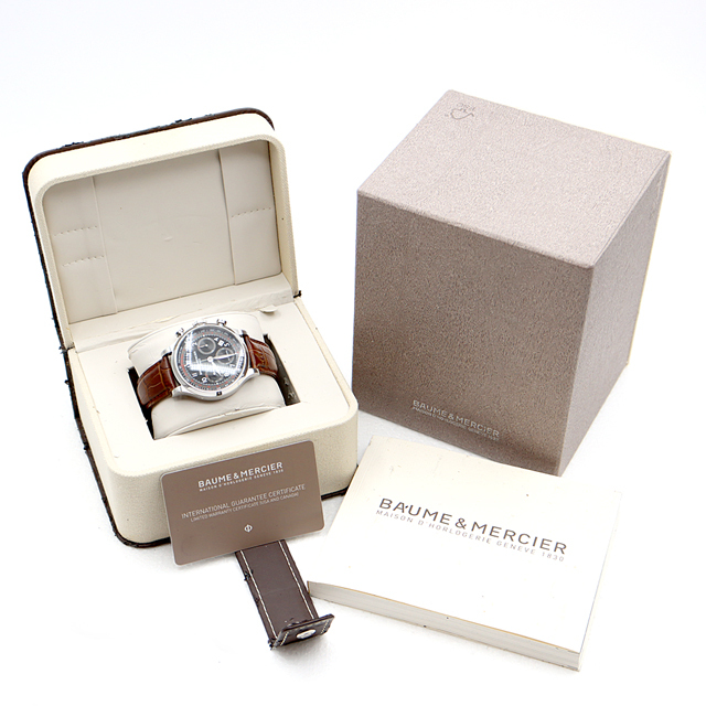 BAUME&MERCIER(ボームエメルシエ)の電池交換済 BAUME＆MERCIER ボーム&メルシェ ケープランド M0A10001 クロノグラフ グレー SS ステンレス 純正ベルト 純正尾錠 メンズ 自動巻き【6ヶ月保証】【腕時計】【中古】 メンズの時計(腕時計(アナログ))の商品写真