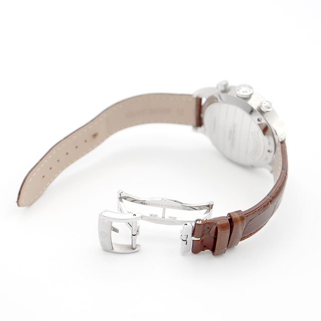 BAUME&MERCIER(ボームエメルシエ)の電池交換済 BAUME＆MERCIER ボーム&メルシェ ケープランド M0A10001 クロノグラフ グレー SS ステンレス 純正ベルト 純正尾錠 メンズ 自動巻き【6ヶ月保証】【腕時計】【中古】 メンズの時計(腕時計(アナログ))の商品写真