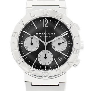 ブルガリ(BVLGARI)のBVLGARI ブルガリ ブルガリブルガリ BB38SSCH クロノグラフ デイト 黒 ブラック SS ステンレス メンズ 自動巻き【6ヶ月保証】【腕時計】【中古】(腕時計(アナログ))