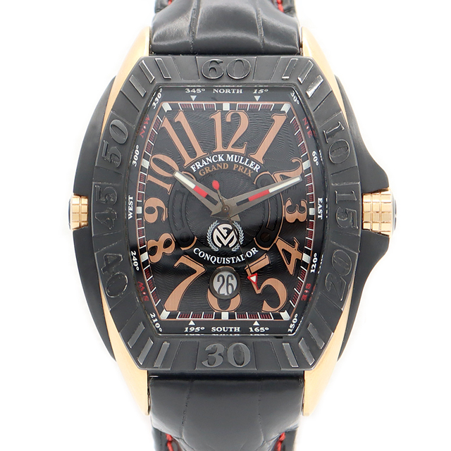 FRANCK MULLER フランクミュラー コンキスタドール グランプリ 8900SCJ 日本限定100本 デイト 黒 ブラック ギョーシェ K18RG ローズゴールド Ti チタン 純正K18尾錠 メンズ 自動巻き【6ヶ月保証】【腕時計】